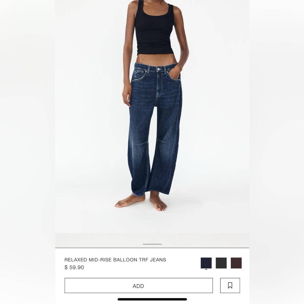 Relaxed mid rise balloon trf jeans